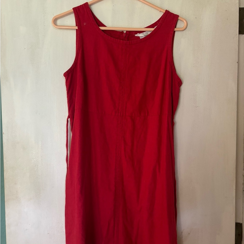 Red Linen Cotton Blend Dress in size XS